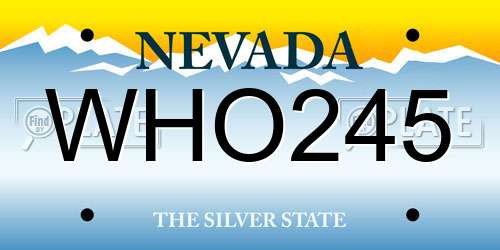 WHO245 Nevada License Plate