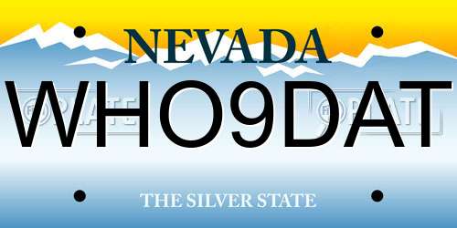 WHO9DAT Nevada License Plate