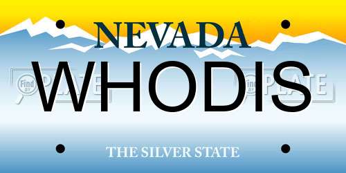 WHODIS Nevada License Plate