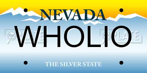 WHOLIO Nevada License Plate