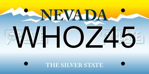 WHOZ45 Nevada License Plate