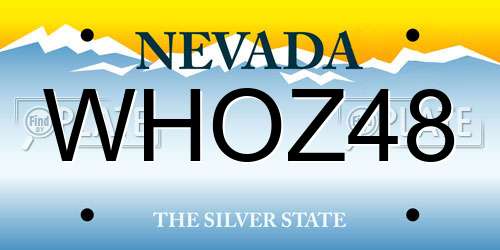 WHOZ48 Nevada License Plate
