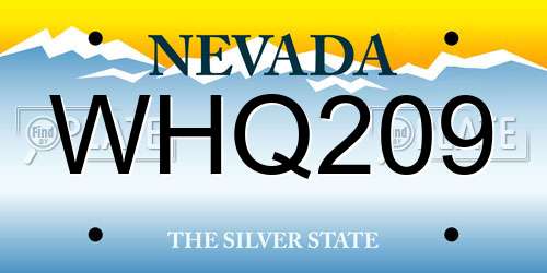 WHQ209 Nevada License Plate