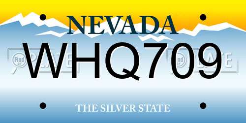 WHQ709 Nevada License Plate