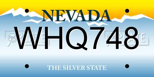 WHQ748 Nevada License Plate