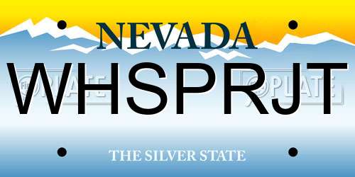 WHSPRJT Nevada License Plate