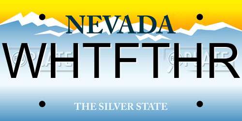WHTFTHR Nevada License Plate