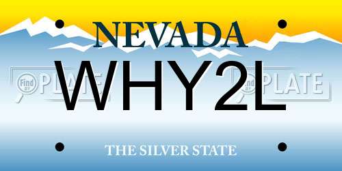 WHY2L Nevada License Plate