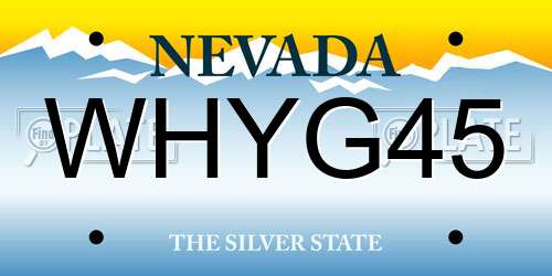 WHYG45 Nevada License Plate