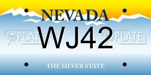WJ42 Nevada License Plate