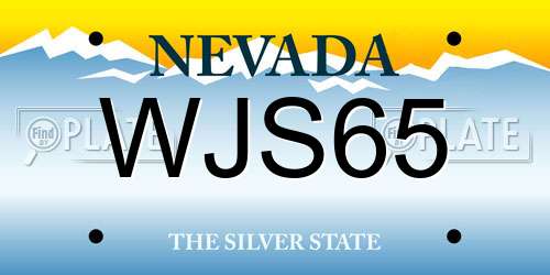 WJS65 Nevada License Plate