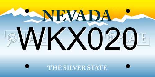 WKX020 Nevada License Plate