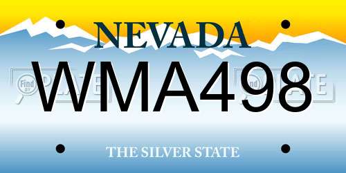 WMA498 Nevada License Plate