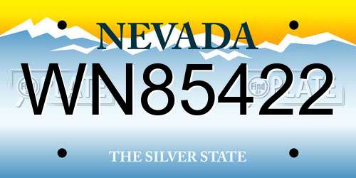 WN85422 Nevada License Plate