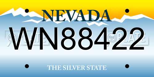 WN88422 Nevada License Plate