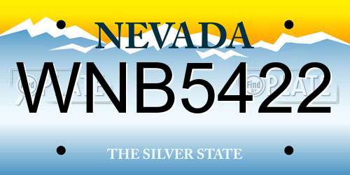 WNB5422 Nevada License Plate