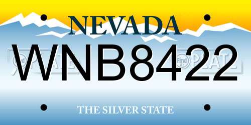 WNB8422 Nevada License Plate