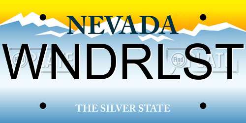 WNDRLST Nevada License Plate