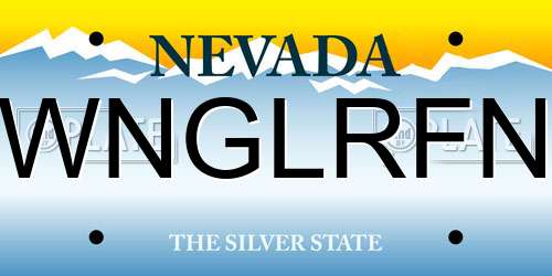 WNGLRFN Nevada License Plate