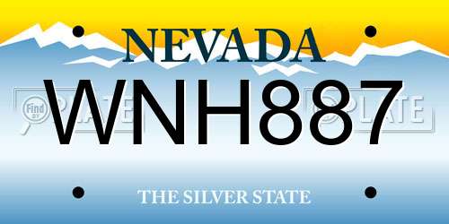 WNH887 Nevada License Plate