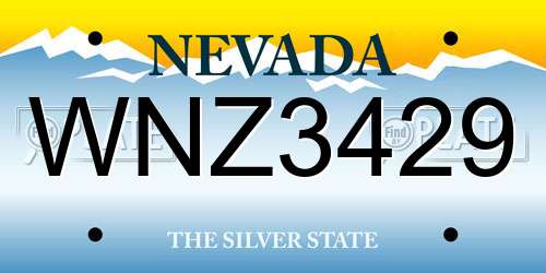 WNZ3429 Nevada License Plate