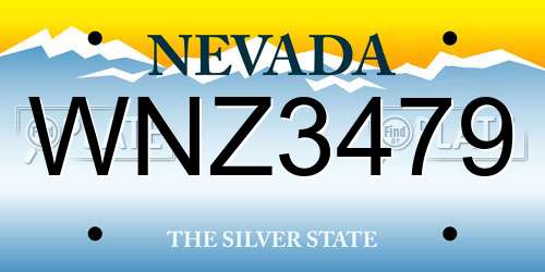 WNZ3479 Nevada License Plate