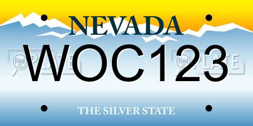 WOC123 Nevada License Plate