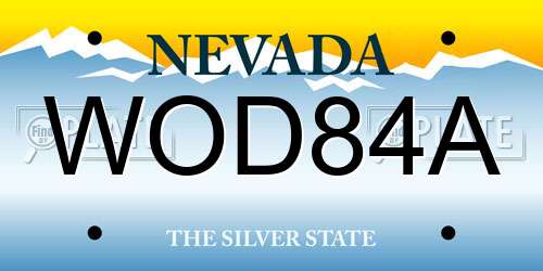 WOD84A Nevada License Plate