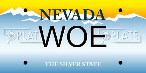 WOE Nevada License Plate