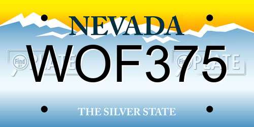 WOF375 Nevada License Plate