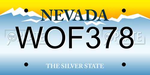 WOF378 Nevada License Plate