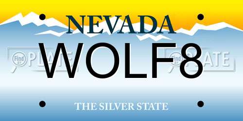 WOLF8 Nevada License Plate