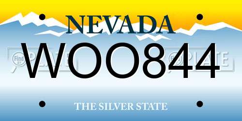 WOO844 Nevada License Plate