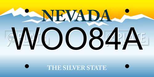 WOO84A Nevada License Plate