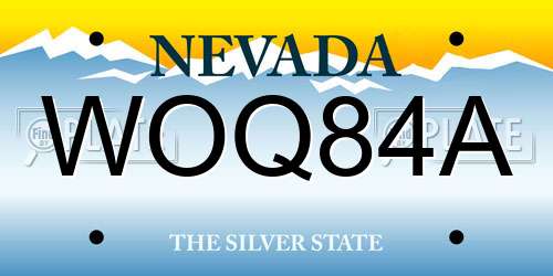 WOQ84A Nevada License Plate