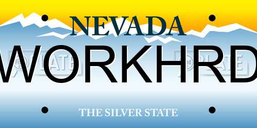 WORKHRD Nevada License Plate