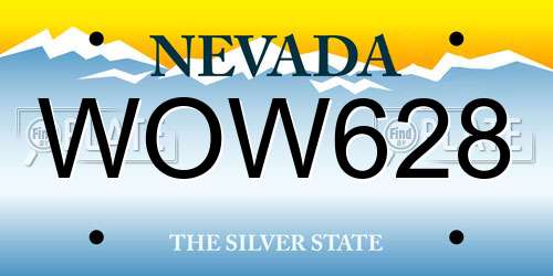 WOW628 Nevada License Plate