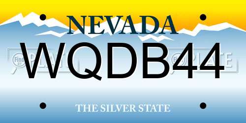 WQDB44 Nevada License Plate