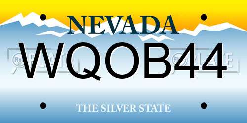WQOB44 Nevada License Plate