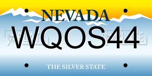 WQOS44 Nevada License Plate