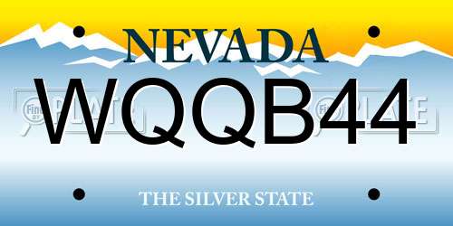 WQQB44 Nevada License Plate