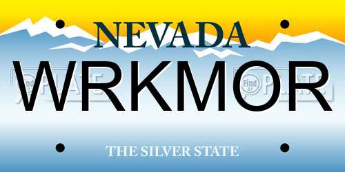 WRKMOR Nevada License Plate
