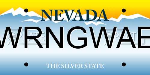 WRNGWAE Nevada License Plate
