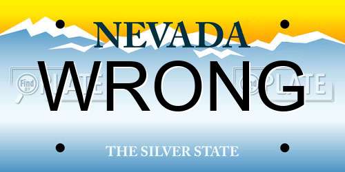WRONG Nevada License Plate