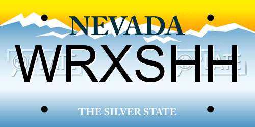 WRXSHH Nevada License Plate