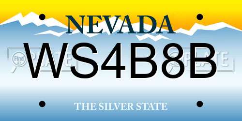 WS4B8B Nevada License Plate