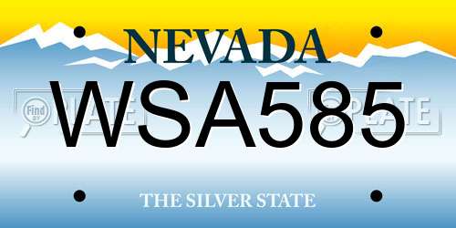 WSA585 Nevada License Plate