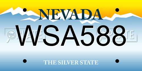 WSA588 Nevada License Plate