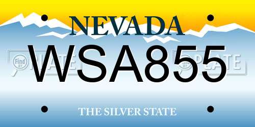 WSA855 Nevada License Plate