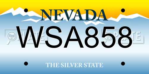 WSA858 Nevada License Plate